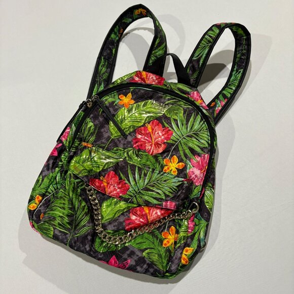 Victorias Secret Tropical Floral Print Backpack With Chain Detail - Picture 1 of 8